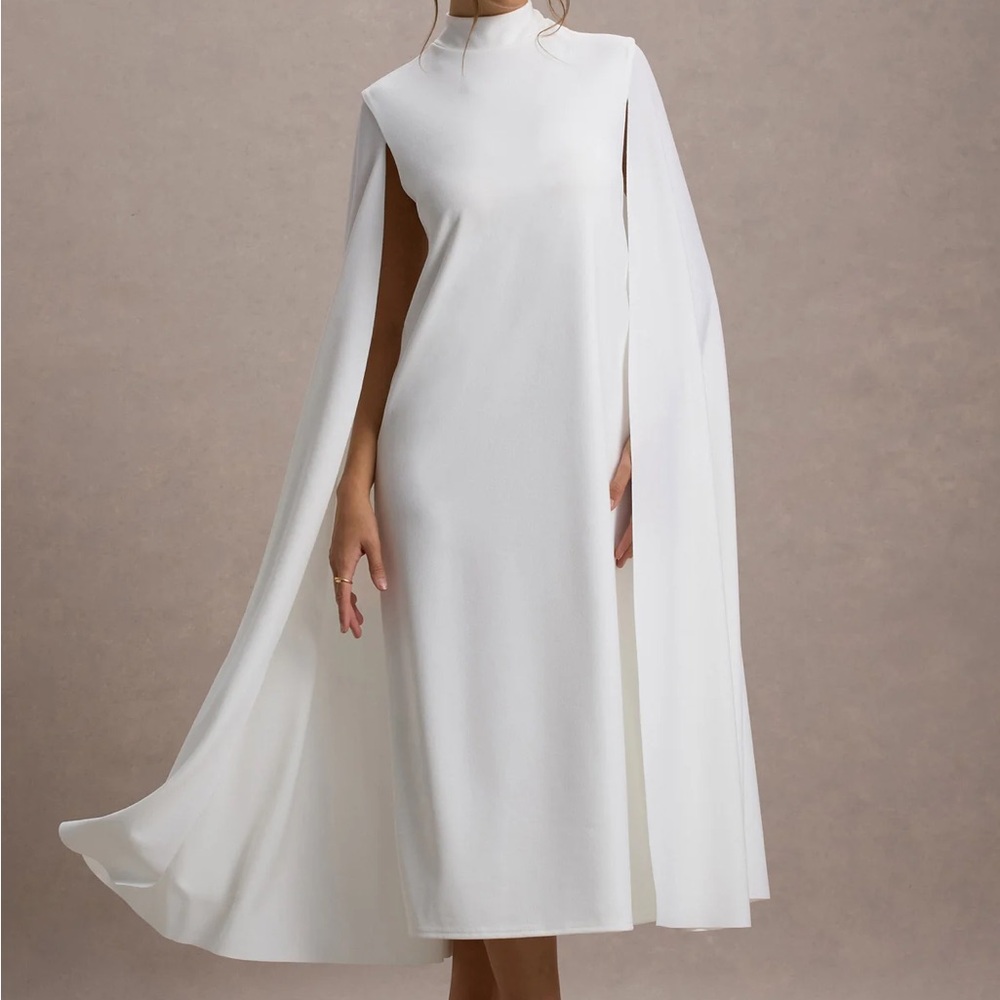 NWT W’s Club London “Carnation” Midi Dress with Cape, size 6